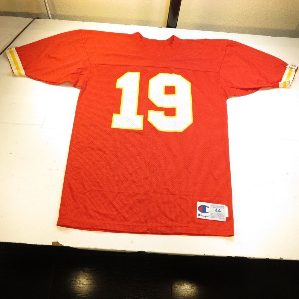 KANSAS CITY CHIEFS THROWBACK FOOTBALL JERSEY CHAMPION  Mens 44 #19 Joe Montana